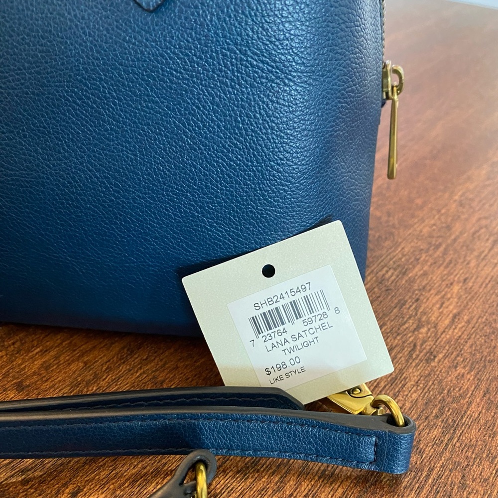 FOSSIL LANA SATCHEL BAG• GORGEOUS TWILIGHT BLUE COLOR • LEATHER •NWT - Picture 3 of 10